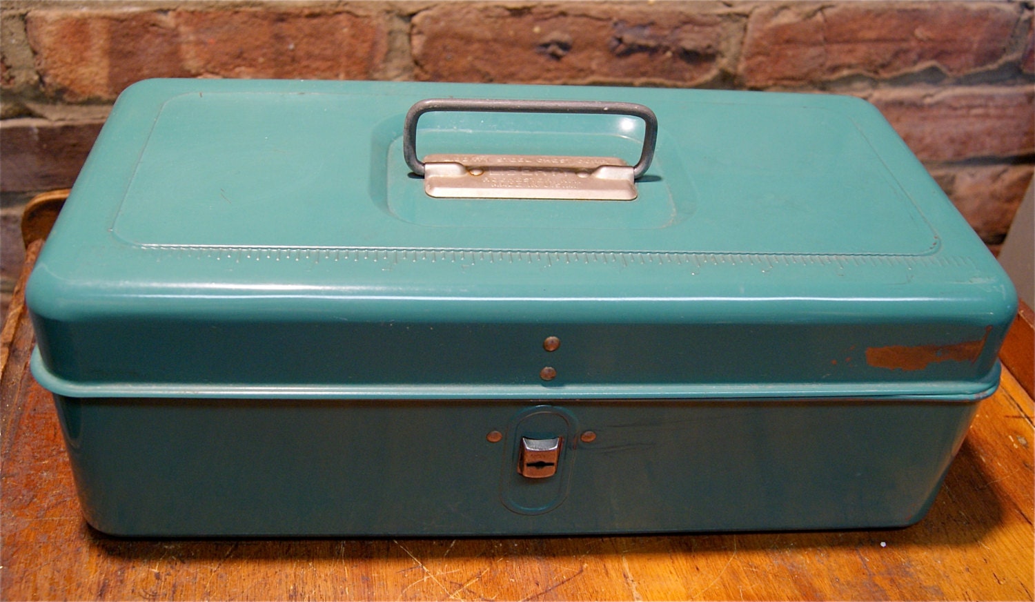Vintage Liberty Steel Teal Green Tackle  / Tool Box