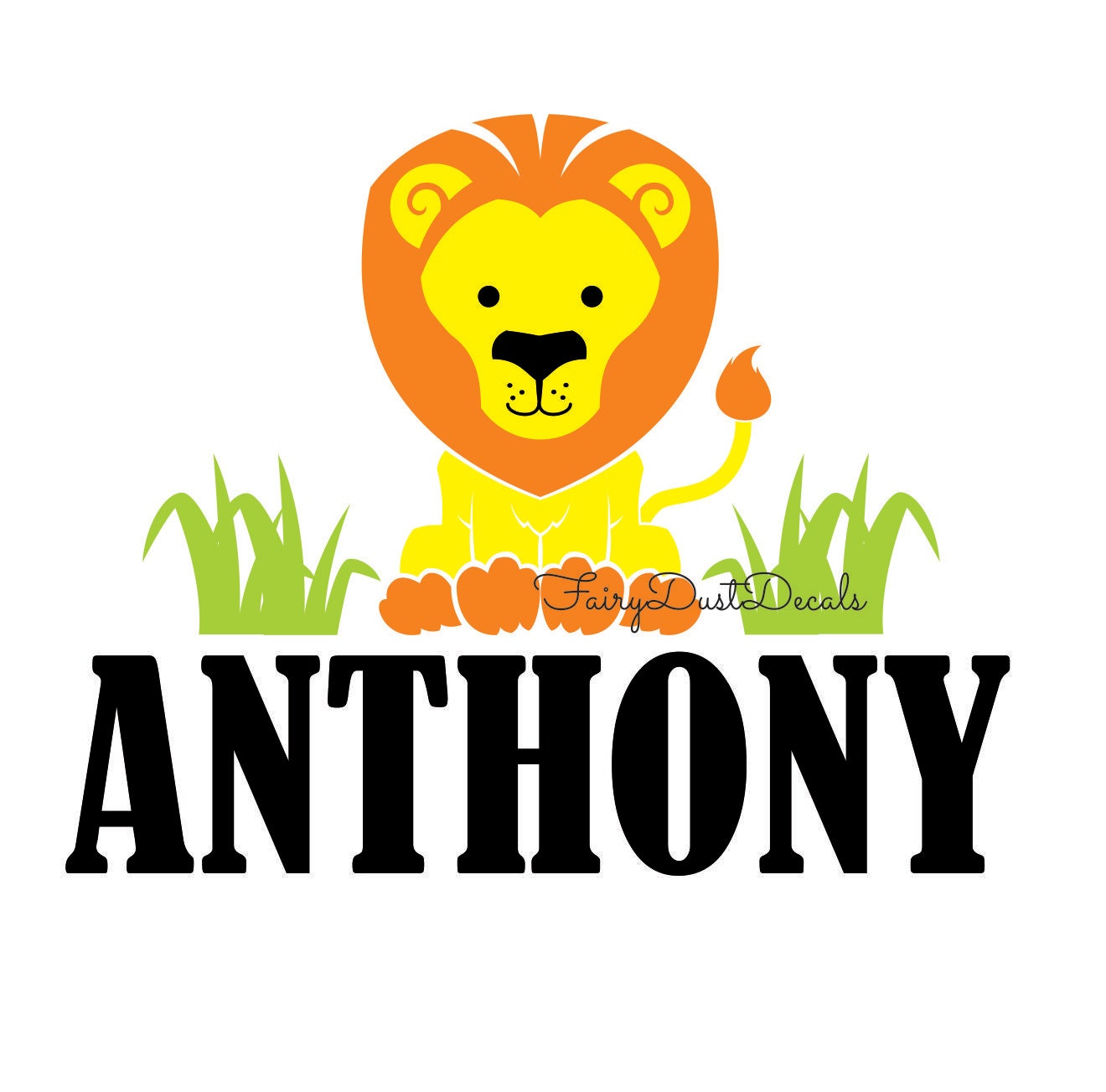 Decal Lion Wall Decal with Personalized Name Jungle Animal Safari wall decor Baby Nursery Wall Name Sticker