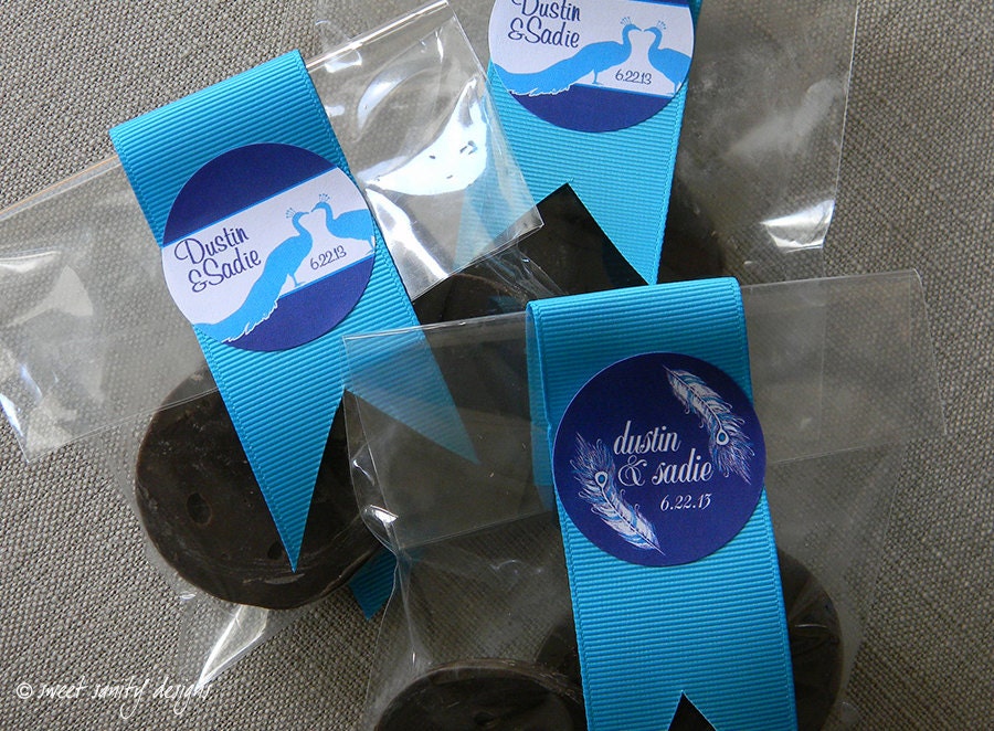 Set of Custom Wedding Stickers - PEACOCK THEME