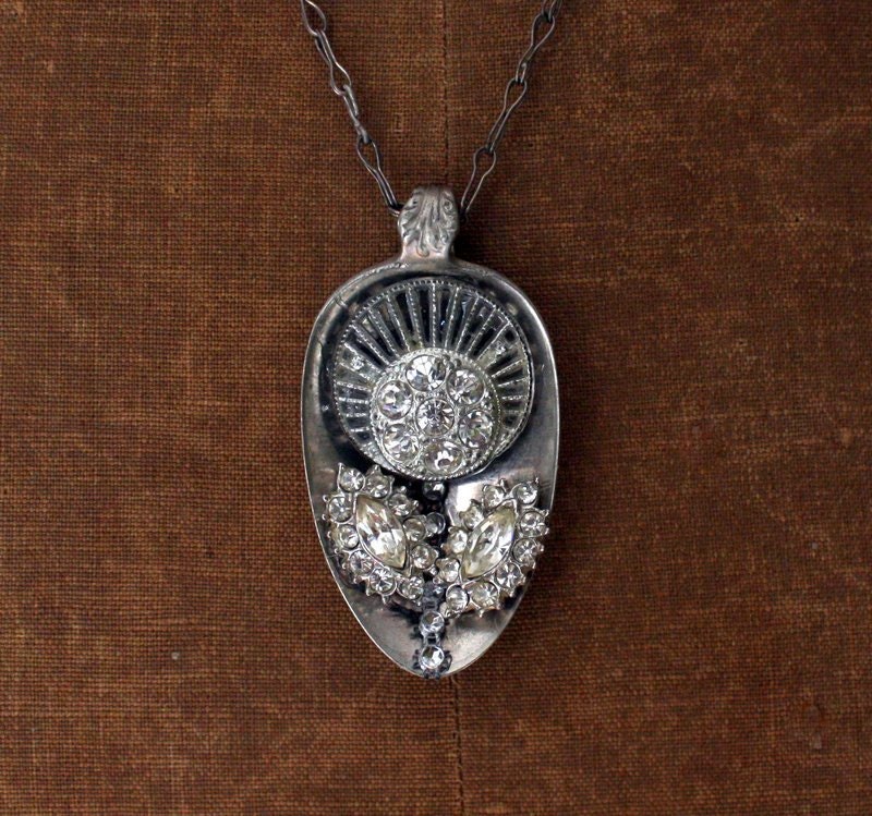 Vintage Spoon and Upcycled Jewelry Pendant