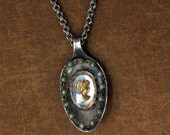 Vintage Spoon Cameo and Pearls Pendant