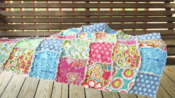 Rag Crib Quilt, Joyful Bliss, Girl, ALL NATURAL, fresh modern handmade baby, READY to ship