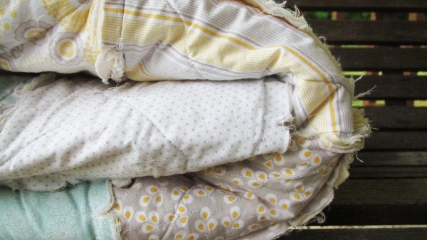 Queen Rag Quilt, Snow Willow, Pale, ALL NATURAL, fresh modern handmade bedding, READY to ship