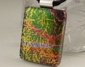 Gold And Green, Dichroic Fused Glass Pendant,  Dichroic Glass, Fashion Accessories, Cute Necklace, Focal Bead X7696