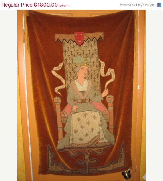 SURPRISE 30% Off Sale- 19thc French Rennaissance Revival Antique Couched Embroidered Metallic Velvet Banner