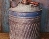 Vintage Galvanized Gas Can Wood Bail Handle Old Barn Find