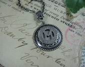 Transit Token Jewelry - Midwest Transit Lines, Ames Iowa, Token Medallion Pendant Necklace - Initial M
