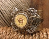 Shotgun Casing Jewelry - Winchester 12 Gauge Shotgun Winged Mixed Metal Cuff Bracelet