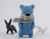 Felted wool brooch - A pacific blue bear