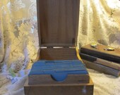 Vintage Oak Recipe Box Library Card File Box Long Size Good Condition