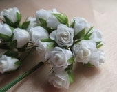 2 bunches Silk Roses in White for Bridal, Boutonnieres, Wreaths, Corsages, Bouquets