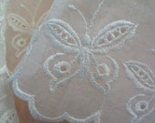 Cotton Eyelet Trim in Organza with Butterflies in White By The Yard