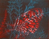 Linocut, limited edition print "Red Butterfly"