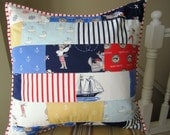 Out to Sea Patchwork Pillow Cover -- 18 Inch