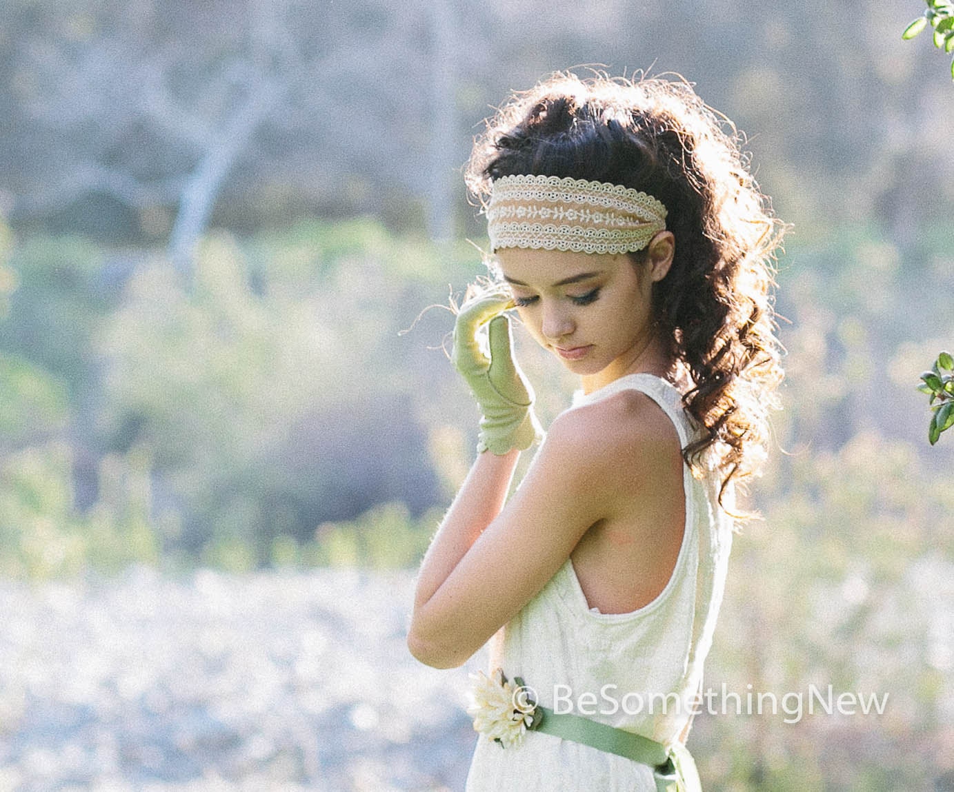 vintage lace headband with elastic, women hair accessory