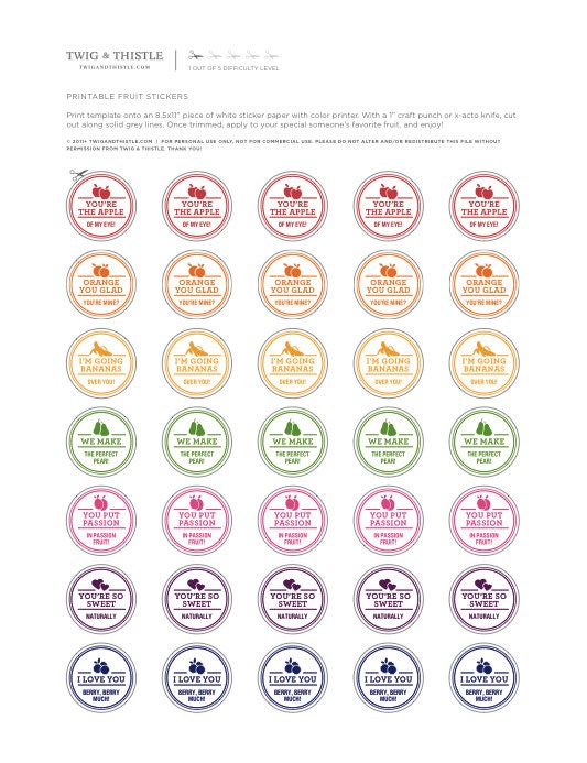 Printable - Naturally Sweet Fruit Stickers