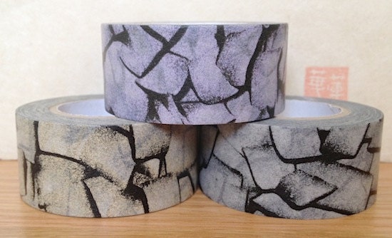 zwillinge - washi paper masking tape -scratch - charcoal grey, black grey and violet grey - 24mm - single