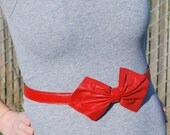 Vintage 80's Big Bow Red Leather Belt