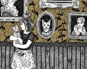 The Future Lady Ocicat - 8" x 10" Pen and Ink Print