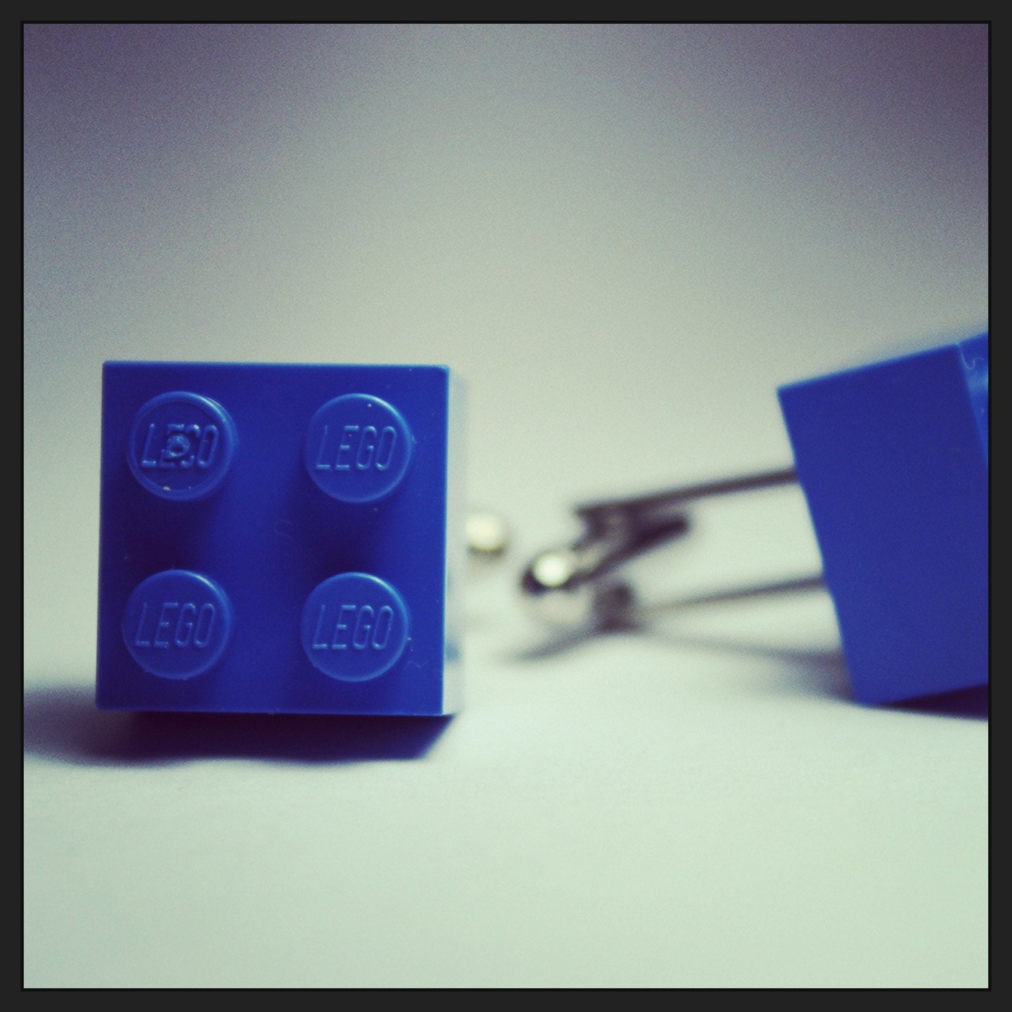 Made from Lego (r)  2x2 Blue Brick Cufflinks