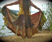 Bohemian Gypsy Tribal Pattern Rainbow Spinster Skirt