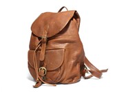 Oversized Brown Leather Backpack
