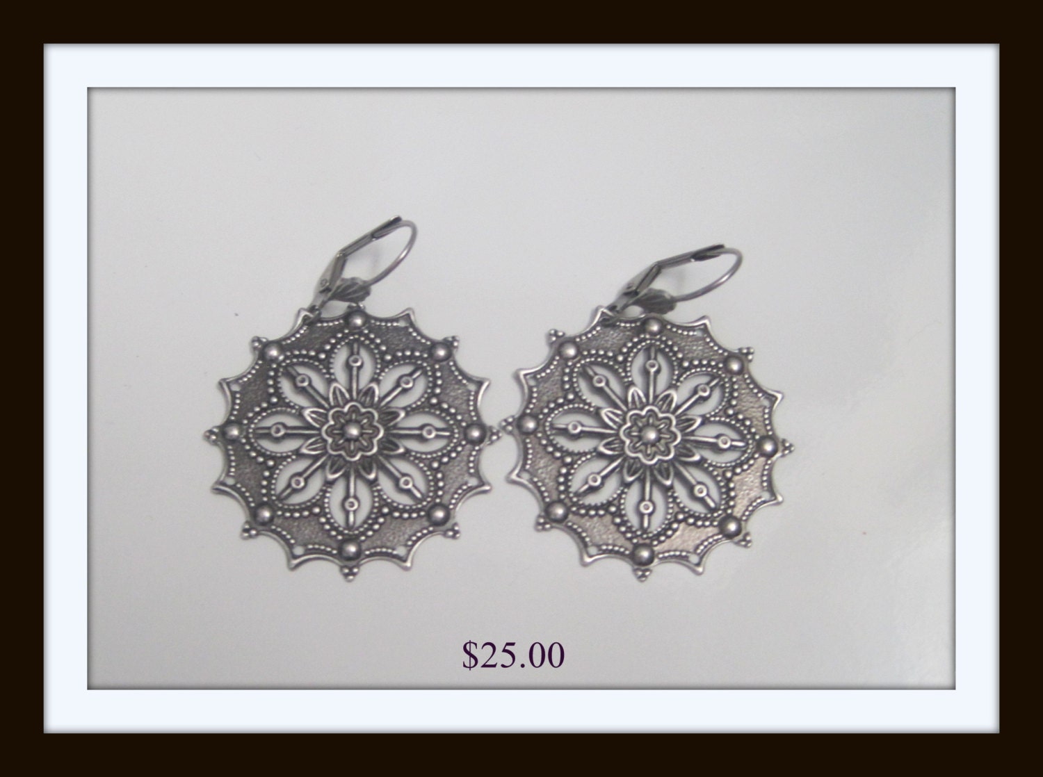Large silver Filigree Earrings
