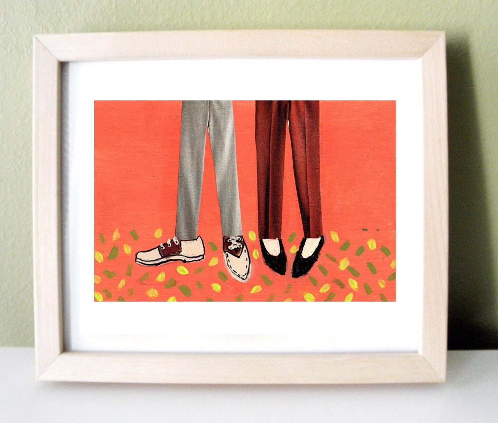 Couple Illustration in Soft Tangerine