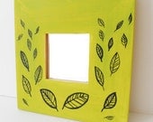 Yellow / Chartreuse Mirror with Leaves