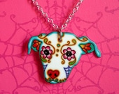 Sugar Skull Pit Bull Dog Necklace - 5 dollars from Every necklace sold will go to Villalobos