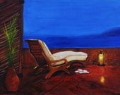 Ocean Veranda Patio Lounge Lounger Vacation Chair Slippers Relaxing Peaceful " Inviting Veranda" Leslie Allen Fine Art