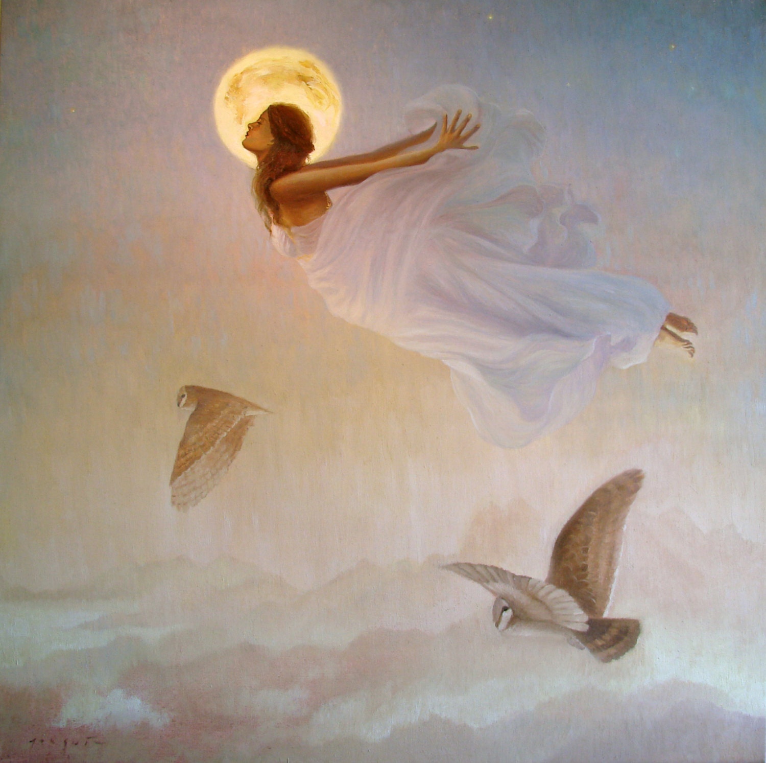 Arianrhod Portrait, Celtic Moon Mother Print from  oil painting by David Joaquin