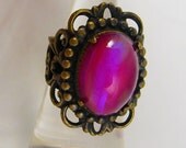 1920's vintage jelly opal RIng heavy filigree dragons breath size 6