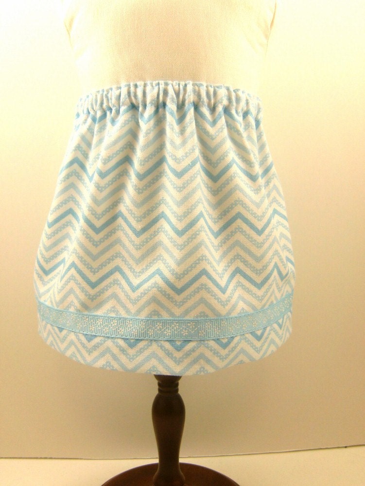 18 Inch Doll Clothes Cotton Skirt  With Blue Chevrons with Polka Dot Trim Girls Toy