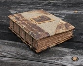 EMS express shipping  included Rustic wedding guest book leather and burlap 7 1/4 x 5 1/2  with names and date