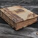 EMS express shipping  included Rustic wedding guest book leather and burlap 7 1/4 x 5 1/2  with names and date