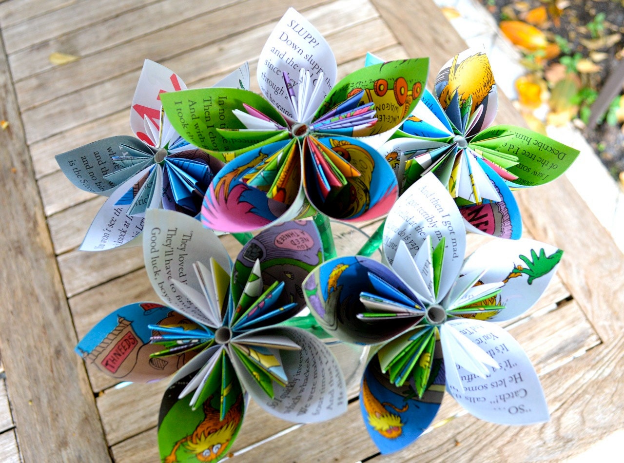 The Lorax Dr. Seuss Book Paper Flowers (5 Large Size)
