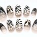 Gyaru, Japanese nail art, acrylic nails, black and white, zebra, cross, 3D nails, rock, glam nails