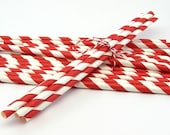 25 Red Striped Paper Straws