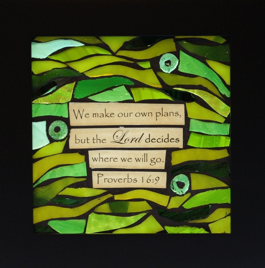 Glass Mosaic Scripture - Inspirational Art - Stained Glass Window - Faith Based Art