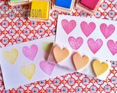 love heart rubber stamp. hand carved rubber stamp. valentine stamp. wedding stamp. large.