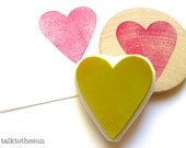 large love heart rubber stamp. hand carved stamp. hand carved rubber stamp. mounted. READY TO SHIP