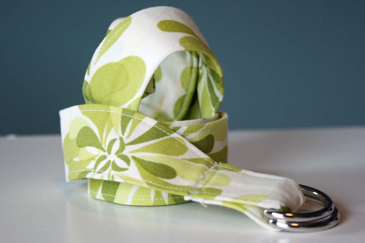 Adjustable Cotton Belt - Green Flower Belt