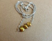 Bead Bar Necklace Silver with Gold Freshwater Pearls