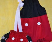 Girls Classic Mickey Mouse Dress and Ruffle Bloomers Disney Vacation