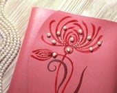 Real Pearls Leather Journal, Pink Diary, Sketchbook