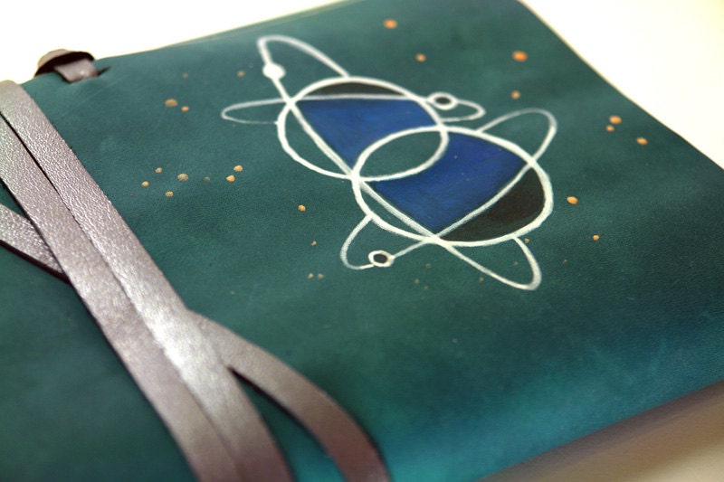 Rocket Man - Leather Journal, Notebook, Diary in Teal / Aqua / Turquoise