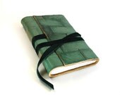 Mint Leather Journal,  Green Stitched Notebook, Diary, Sketchbook, Sketch Book