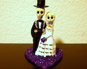 Dark Purple Till Death Do Us Part Dia De Los Muertos Cake Topper - Halloween, Wedding, Engagment Party, Day of the Dead