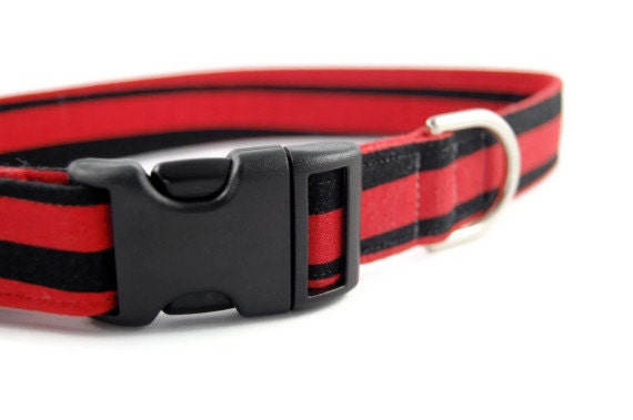 Dog Collar, Red and Black Stripes